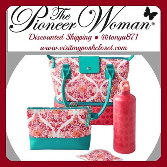 🦋 New Pioneer Woman Insulated Lunch Kit Set, 4-Piece, Floral Ogee - Picture 1 of 11